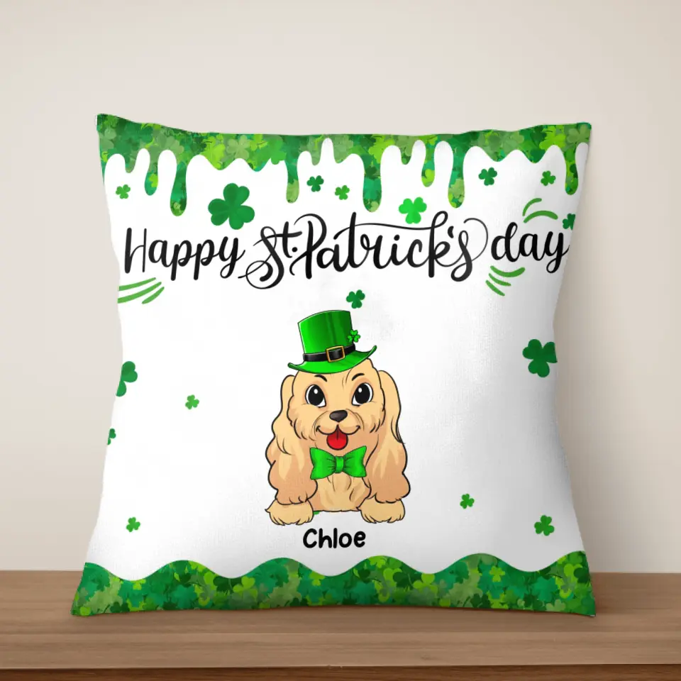 Cute Dog St. Patrick's Day - Personalized Pillow, Pillow, Gift For Dog Lover - PC77