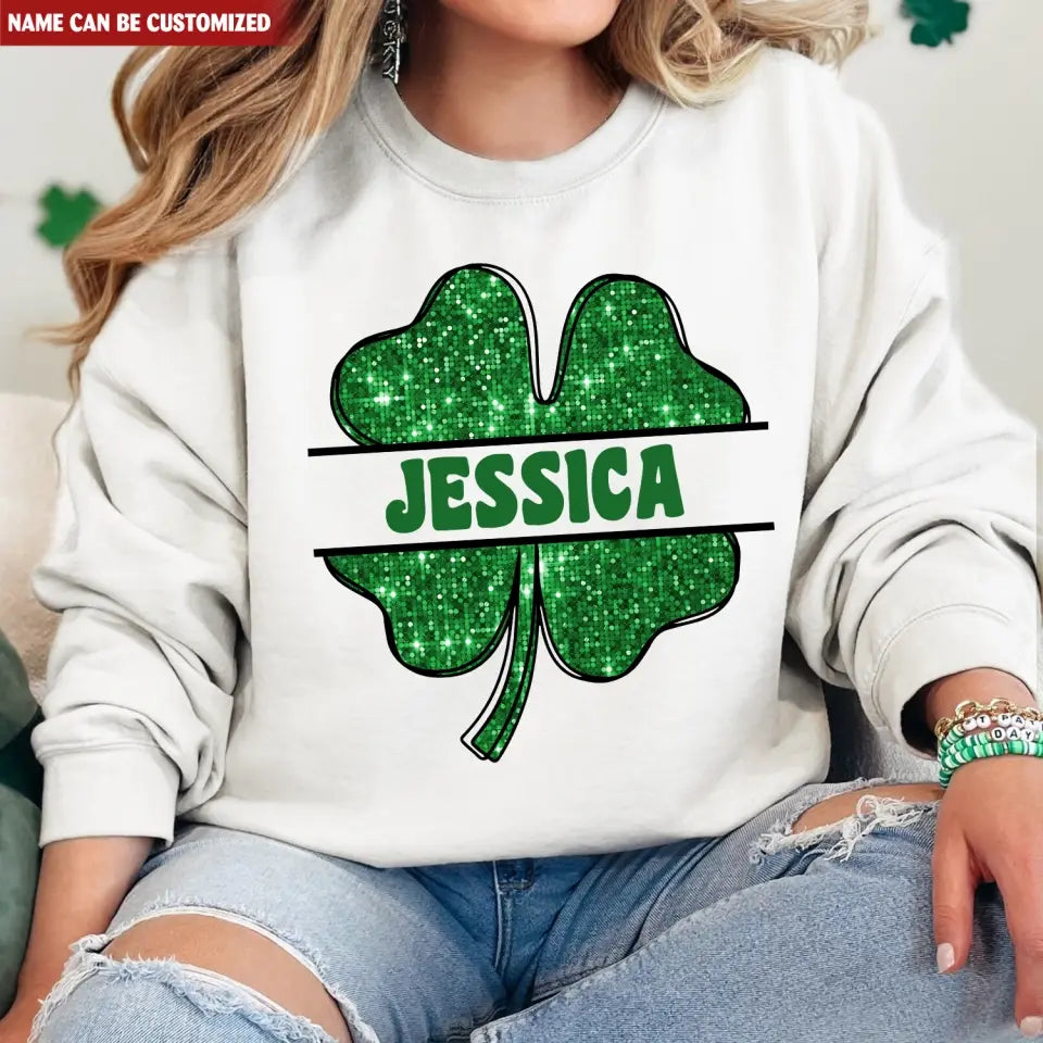 Green Shamrock Gilter - Personalized T-Shirt, Raglan Shirt, St.Patrick’s Day - TS1123