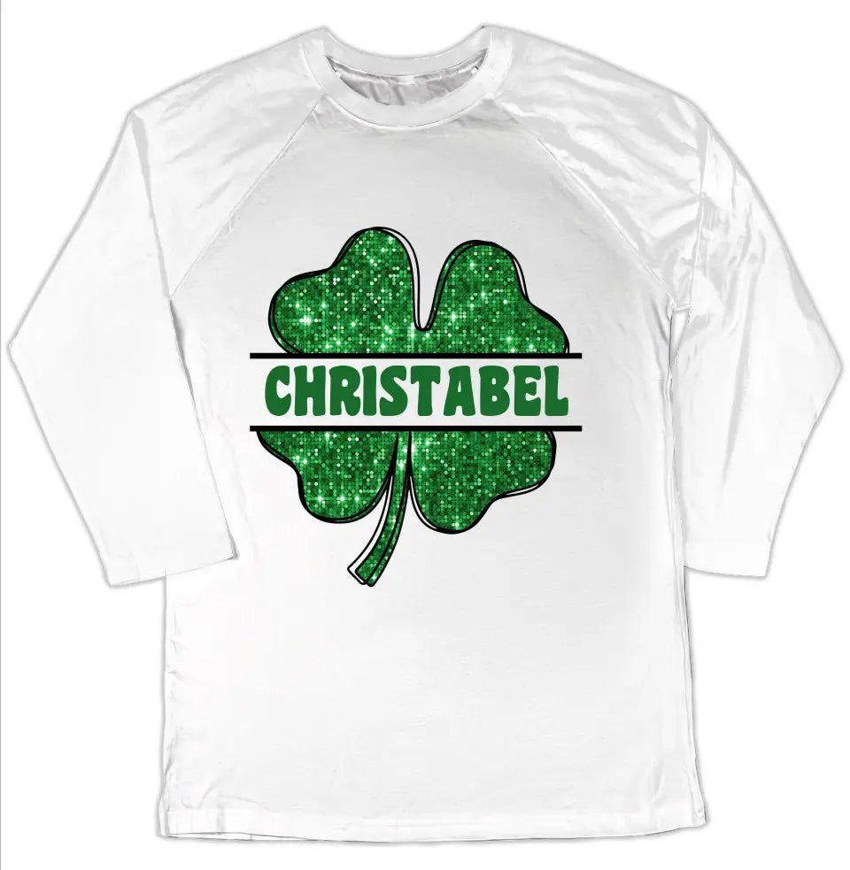 Green Shamrock Gilter - Personalized T-Shirt, Raglan Shirt, St.Patrick’s Day - TS1123