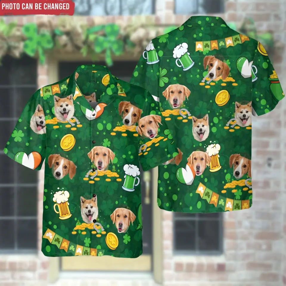 Custom Face Photo Lucky Charm Shamrock - Personalized Hawaiian Shirt, St Patrick's Day Gift - HS12