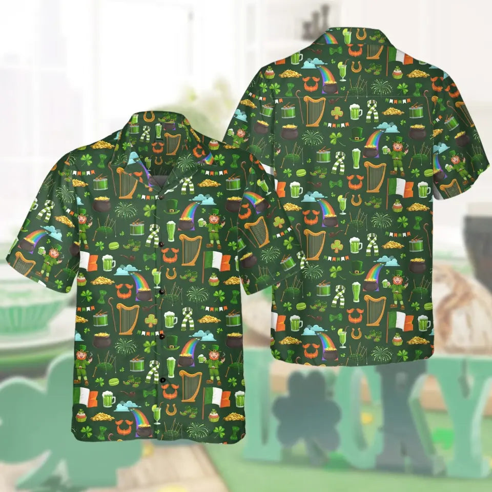 Funny Irish Drinking, Green Clover Saint Pattys Day - Personalized Hawaiian Shirt, Irish Pub St Patrick's Day Shirt - HS13