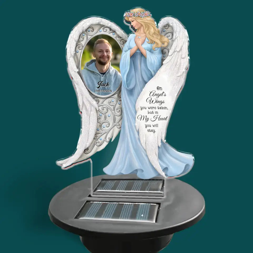 On Angel's Wings You Were Taken - Personalized Solar Light, Memorial Remembrance Gift for Loss of Loved One - SL150