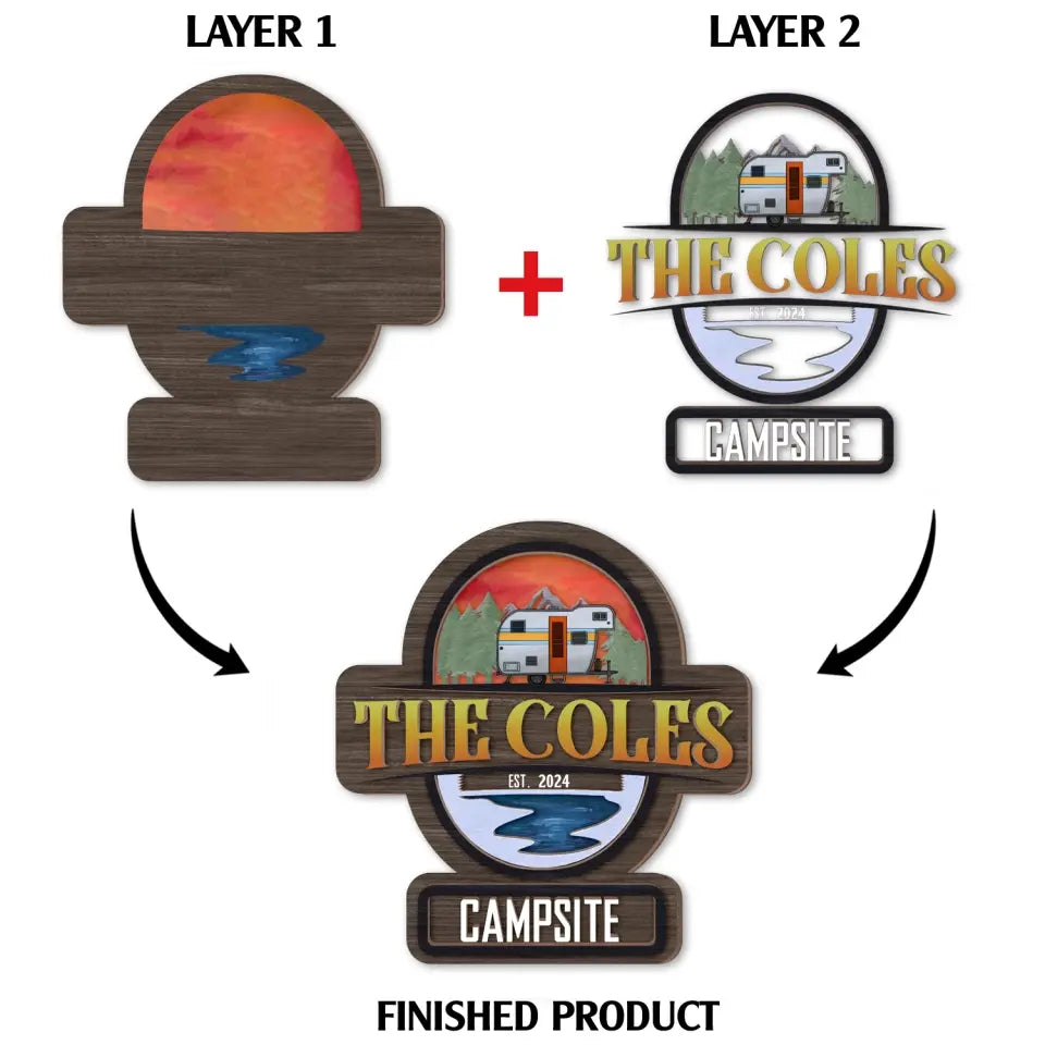 Campsite, Travel Trailer - Personalized Wooden 2 Layer Sign, Gift For Camping Lover - DS767