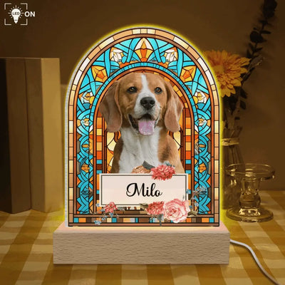 Custom Dog Memorial Photo - Personalized Acrylic Night Light, Pet Loss Gift - L114