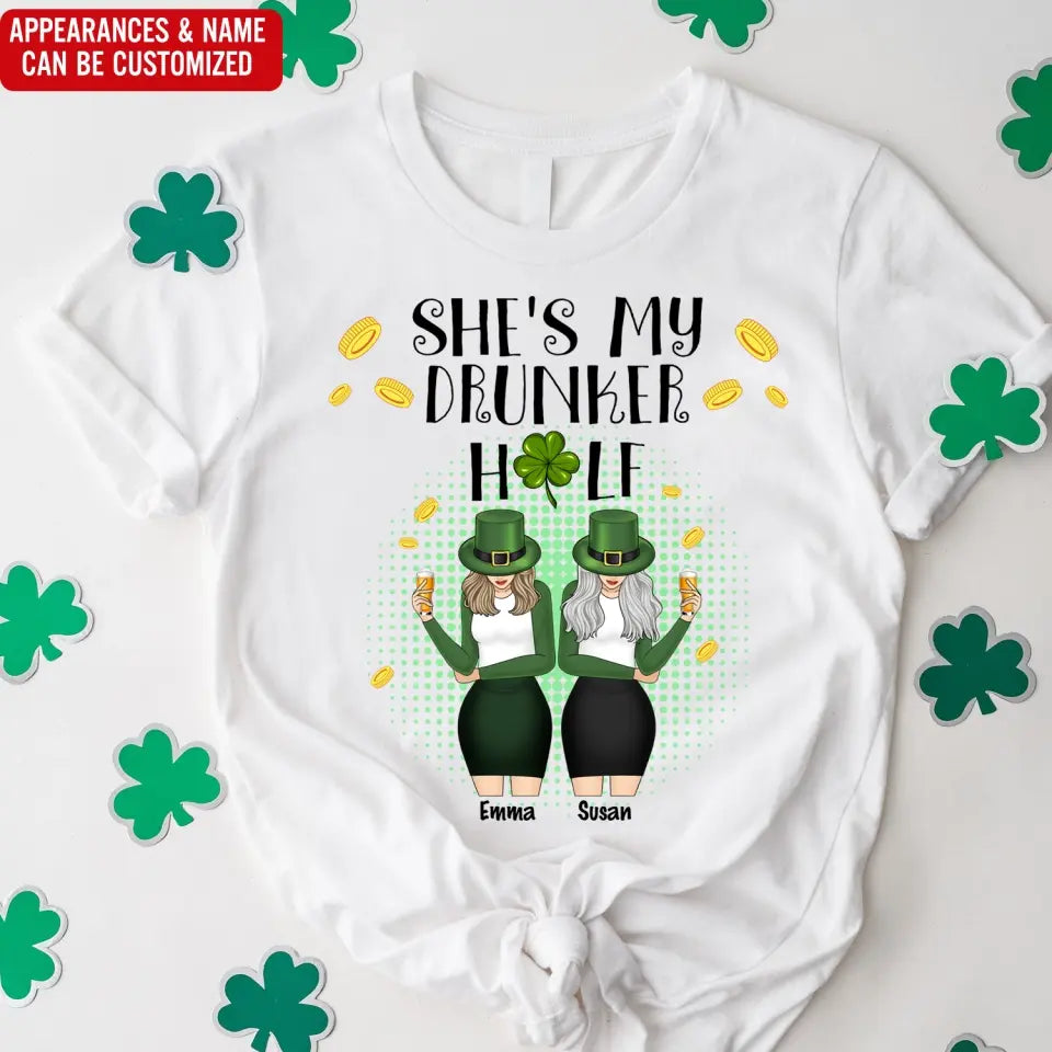 She's My Drunker Half Bestie - Personalized Raglan Shirt, St. Patrick's Day Gift for Bestie/BFF/Sister - TS1127