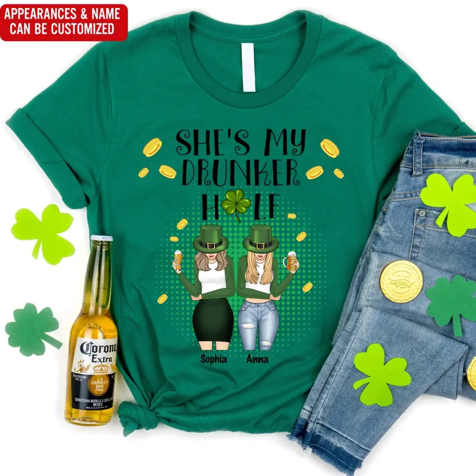 She's My Drunker Half Bestie - Personalized Raglan Shirt, St. Patrick's Day Gift for Bestie/BFF/Sister - TS1127