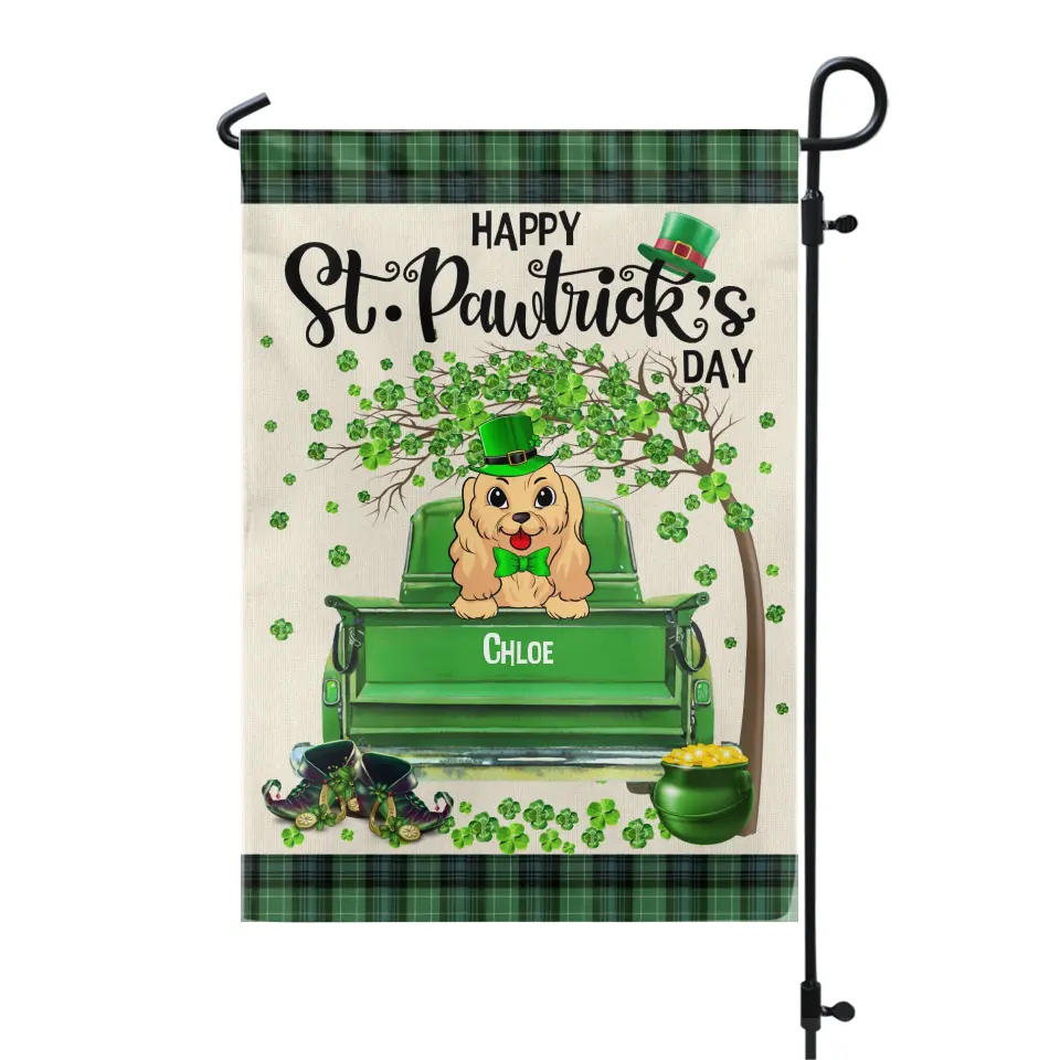 Happy St.Pawtrick’s Day - Personalized Garden Flag, Flag Gift For Dog Lover - GF167