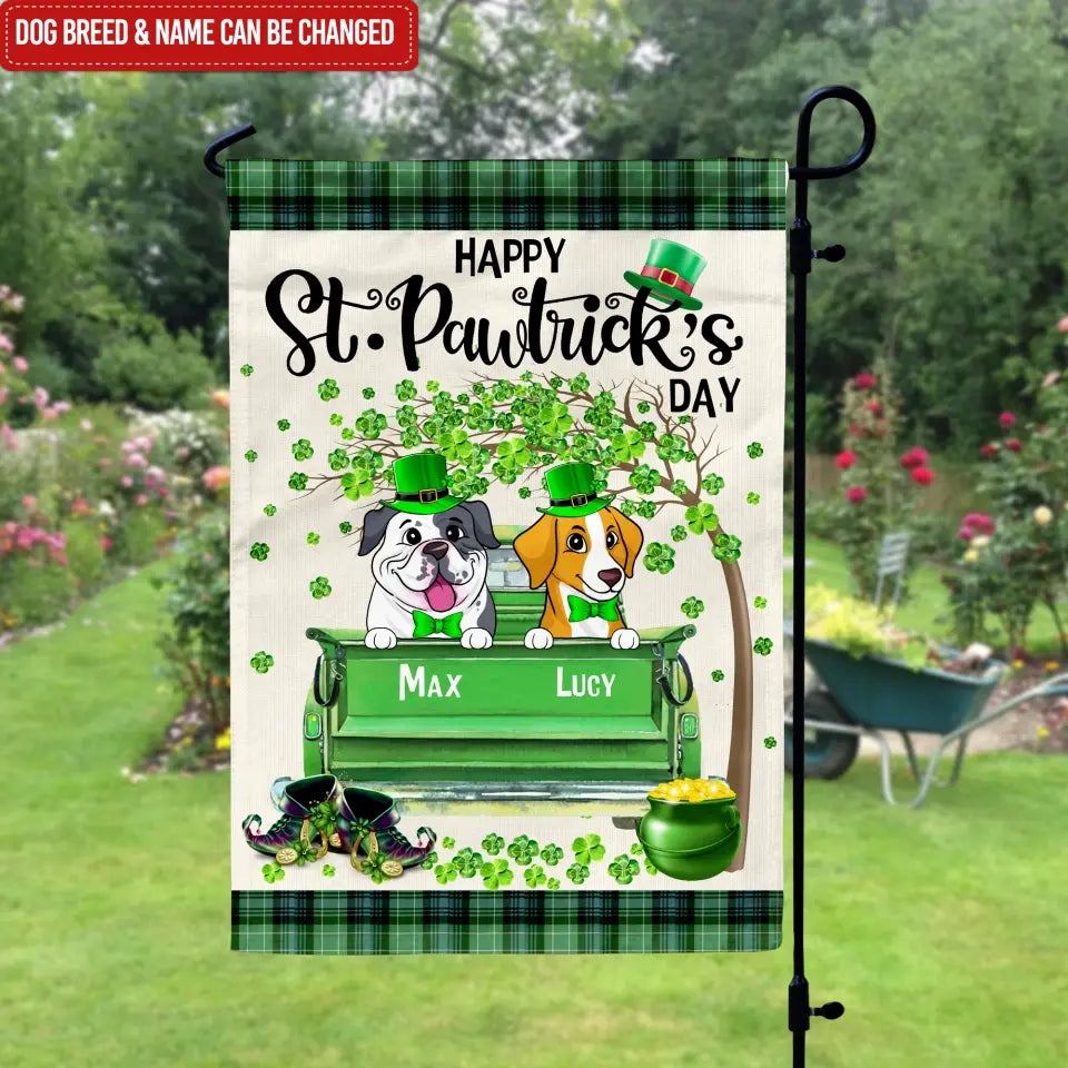 Happy St.Pawtrick’s Day - Personalized Garden Flag, Flag Gift For Dog Lover - GF167