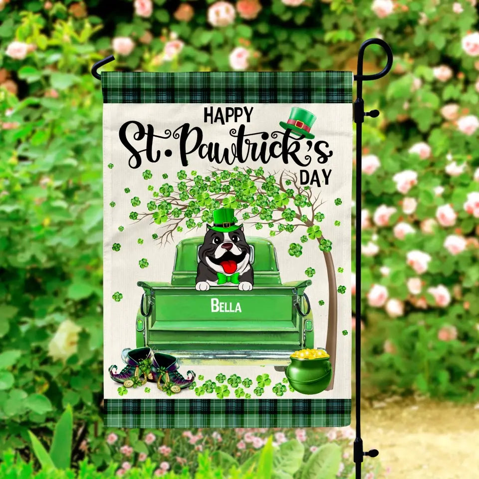 Happy St.Pawtrick’s Day - Personalized Garden Flag, Flag Gift For Dog Lover - GF167