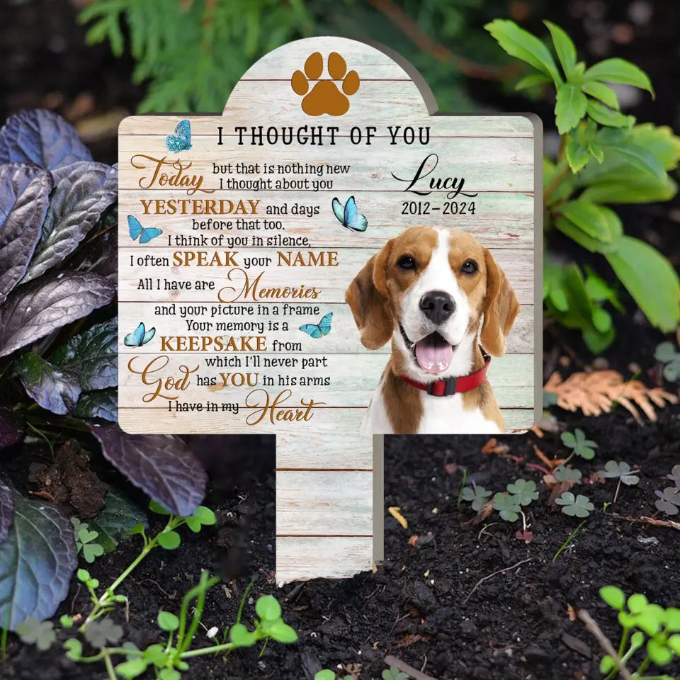 I Thought Of You Today But That Is Nothing New - Personalized Plaque Stake, Memorial Gift For Pet Lover, Personalized Plaque Stake, custom Plaque Stake, memorial, memeorial gift, memorial stake, dog, dog lover, gift for dog lover, memorial gift for dog lover 