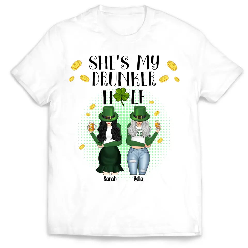 She's My Drunker Half Bestie - Personalized Raglan Shirt, St. Patrick's Day Gift for Bestie/BFF/Sister - TS1127
