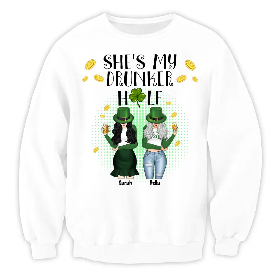 She's My Drunker Half Bestie - Personalized Raglan Shirt, St. Patrick's Day Gift for Bestie/BFF/Sister - TS1127