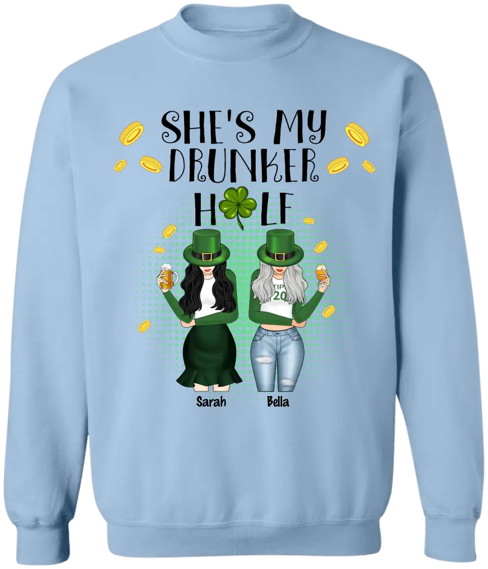 She's My Drunker Half Bestie - Personalized Raglan Shirt, St. Patrick's Day Gift for Bestie/BFF/Sister - TS1127