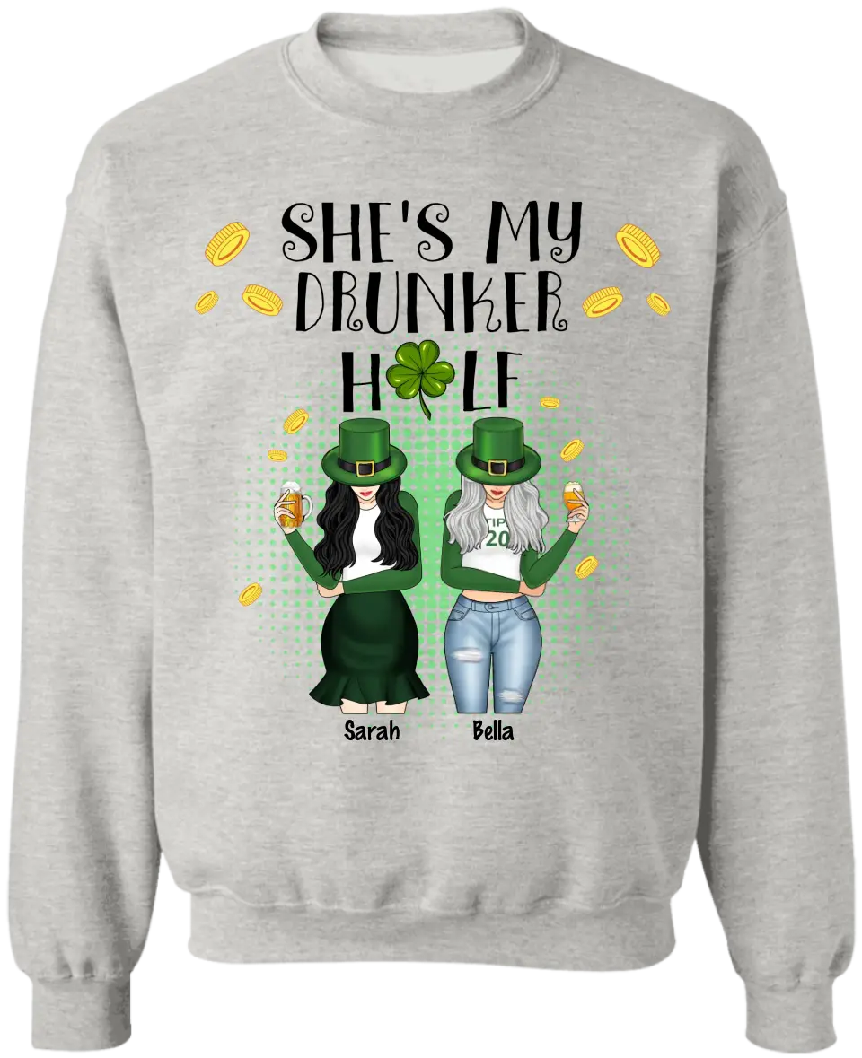 She's My Drunker Half Bestie - Personalized Raglan Shirt, St. Patrick's Day Gift for Bestie/BFF/Sister - TS1127