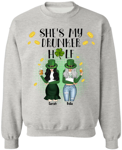 She's My Drunker Half Bestie - Personalized Raglan Shirt, St. Patrick's Day Gift for Bestie/BFF/Sister - TS1127