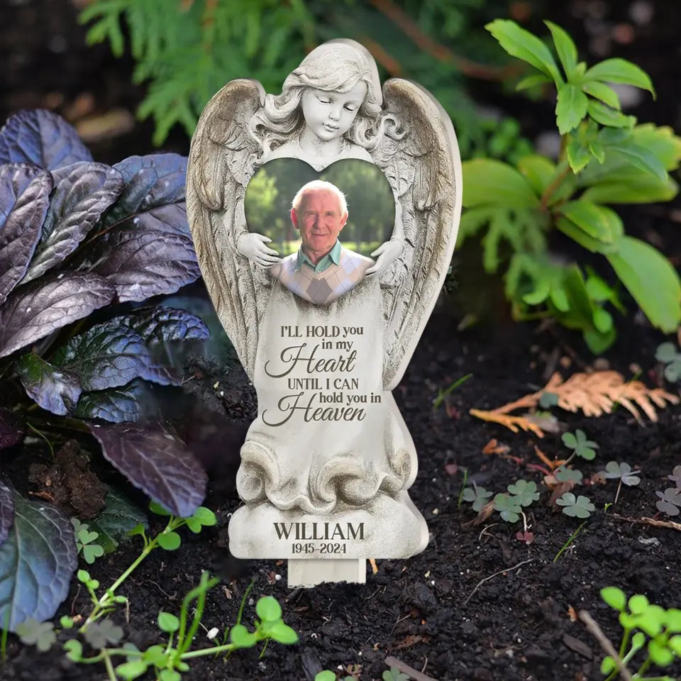 Forever with The Angels I'll Hold You In My Heart - Personalized Garden Plaque Stake, Memorial Gift for Loss of Loved One - PS66