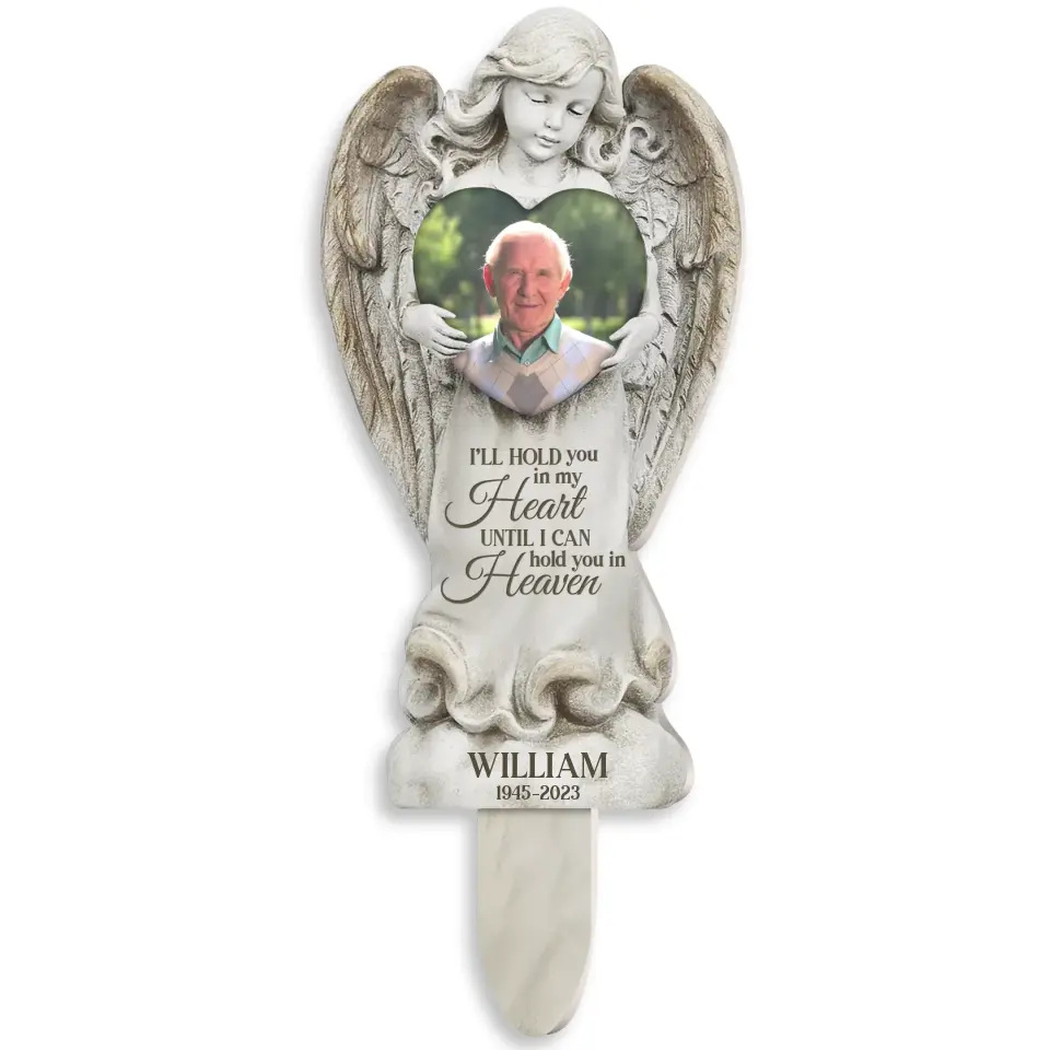 Forever with The Angels I&#39;ll Hold You In My Heart - Personalized Garden Plaque Stake, Memorial Gift for Loss of Loved One - PS66
