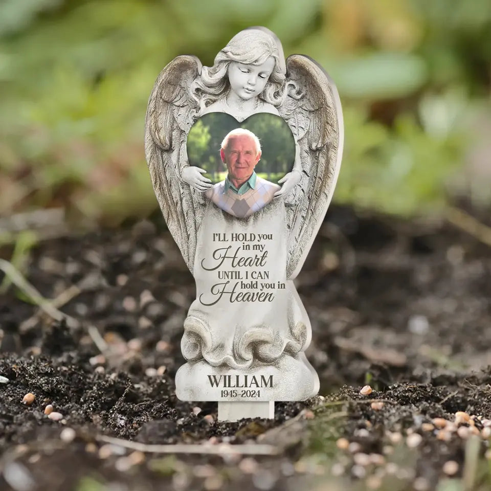 Forever with The Angels I'll Hold You In My Heart - Personalized Garden Plaque Stake, Memorial Gift for Loss of Loved One - PS66