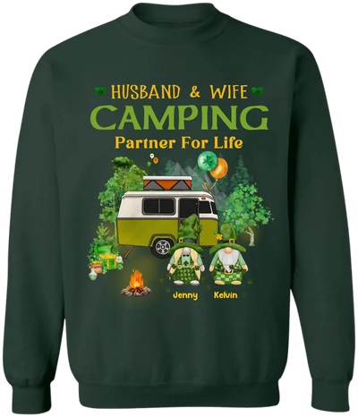 Husband & Wife Camping Partner For Life - Personalized T-Shirt, Gift For Patrick's Day, Irish Shirt - TS1132