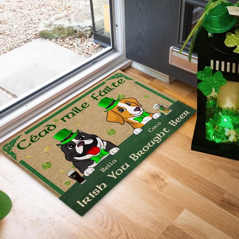 Céad Míle Fáilte, We Hope You Brought Beer - Personalized Doormat, Gift For Patrick's Day - DM271