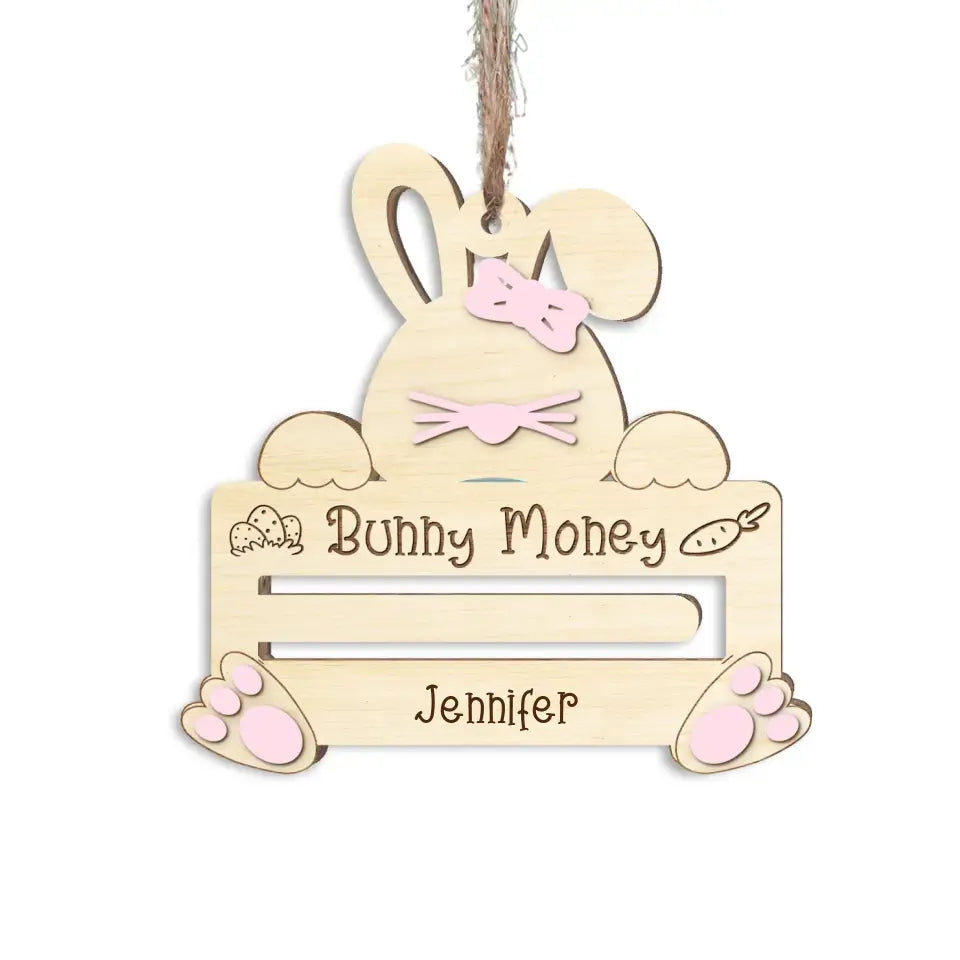 Cute Bunny Money - Personalized Money Holder Easter Basket Name Tags, Easter Basket Stuffer - ORN345
