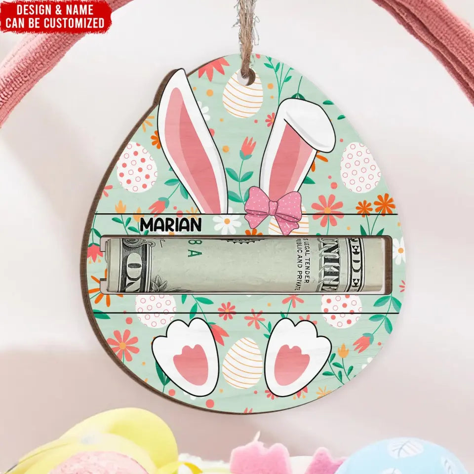 Easter Bunny Eggs - Personalized Money Holder, Easter Basket Child Gift - ORN346