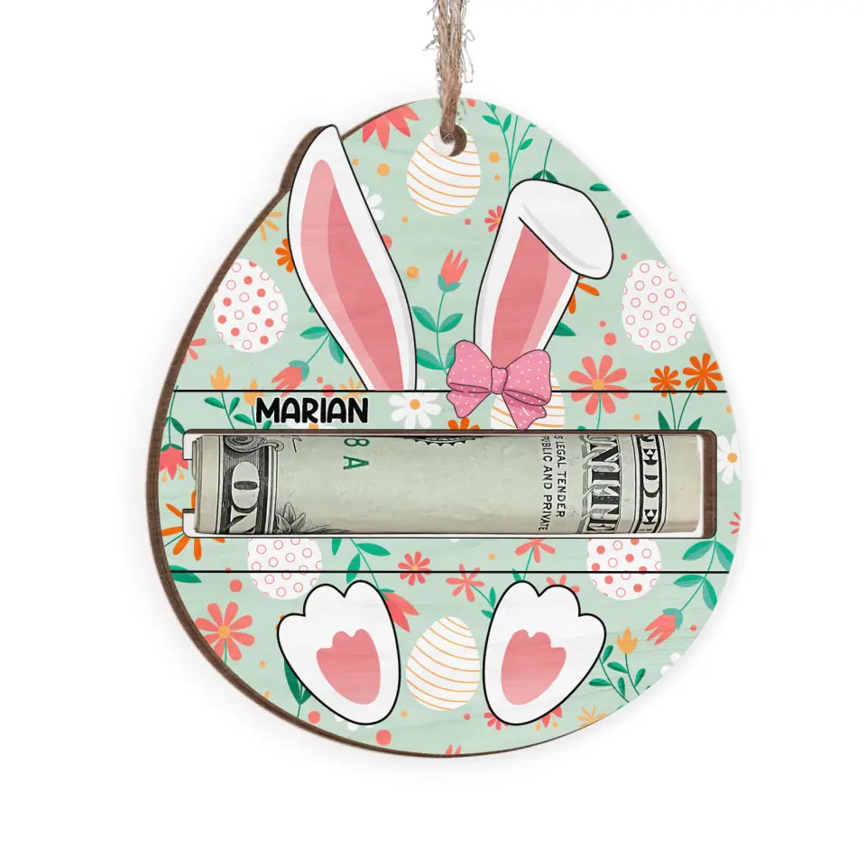 Easter Bunny Eggs - Personalized Money Holder, Easter Basket Child Gift - ORN346