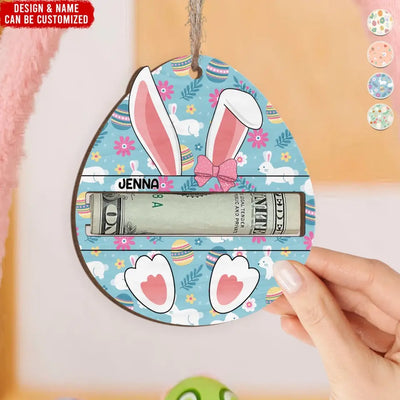 Easter Bunny Eggs - Personalized Money Holder, Easter Basket Child Gift - ORN346