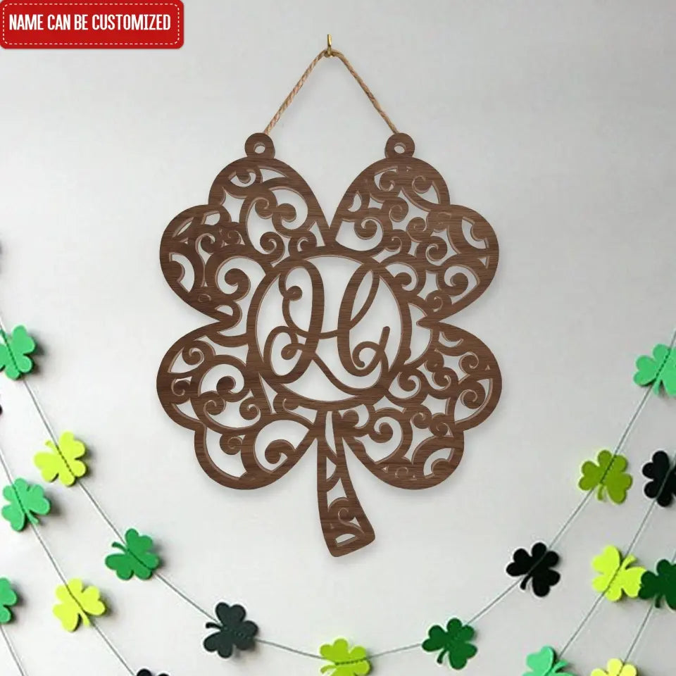 Monogram Shamrock - Personalized Wood Sign, Happy St. Patrick's Day, Gift For Family - DS769