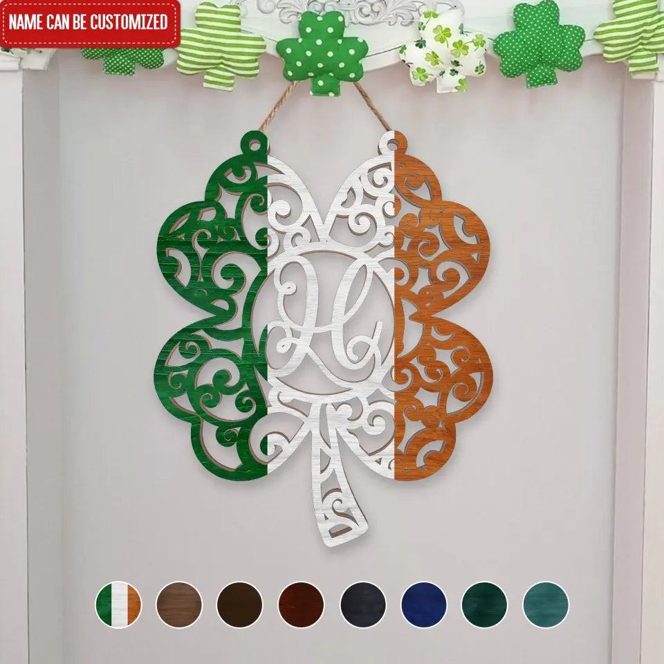 Monogram Shamrock - Personalized Wood Sign, Happy St. Patrick's Day, Gift For Family - DS769