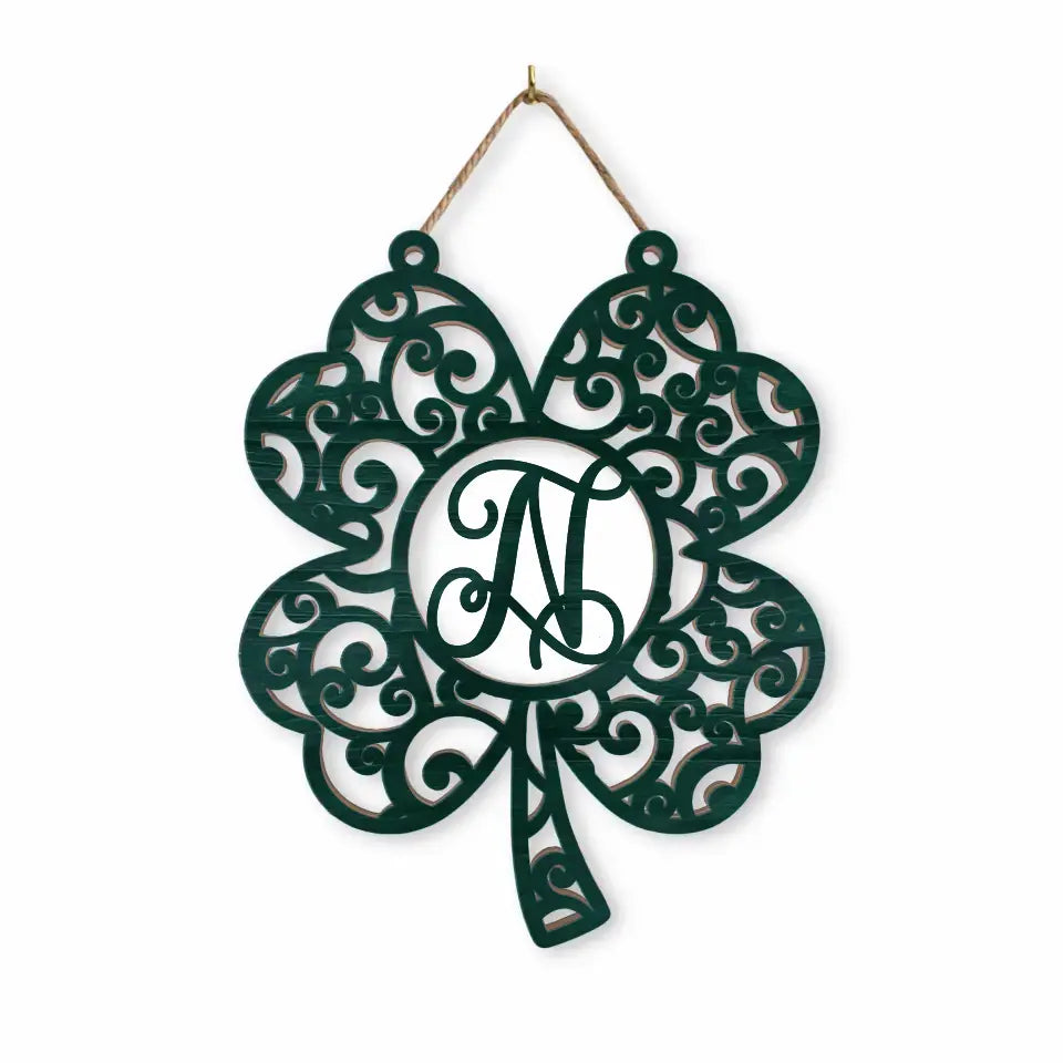 Monogram Shamrock - Personalized Wood Sign, Happy St. Patrick's Day, Gift For Family - DS769