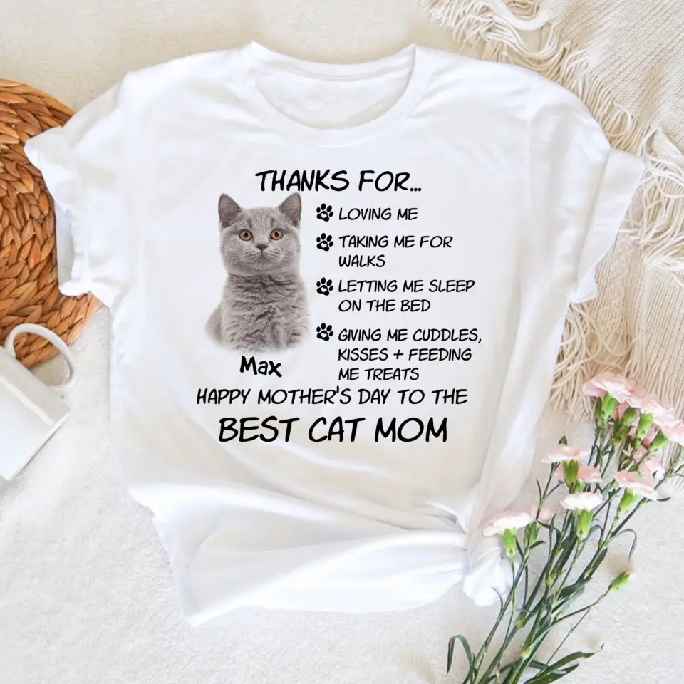 Thank For Loving Me Taking Me For Walks - Personalized T-Shirt, Gift For Cat Lover - TS1134