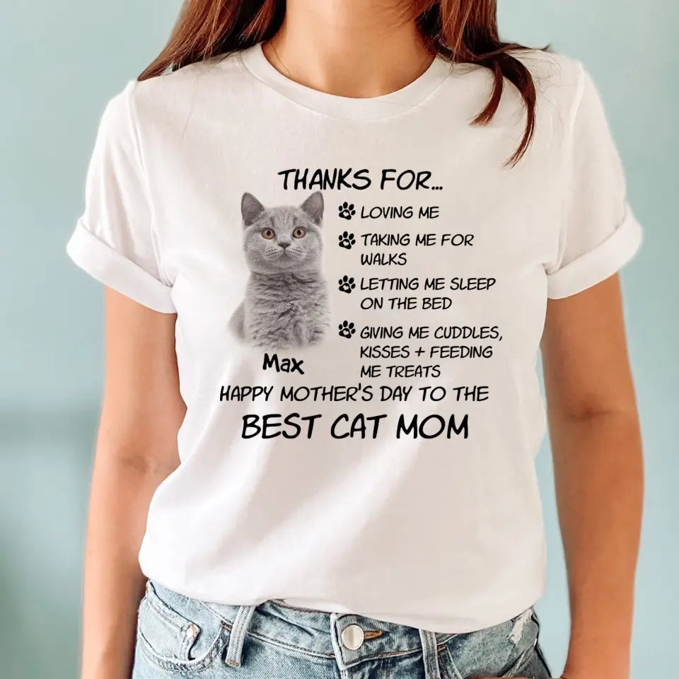 Thank For Loving Me Taking Me For Walks - Personalized T-Shirt, Gift For Cat Lover - TS1134