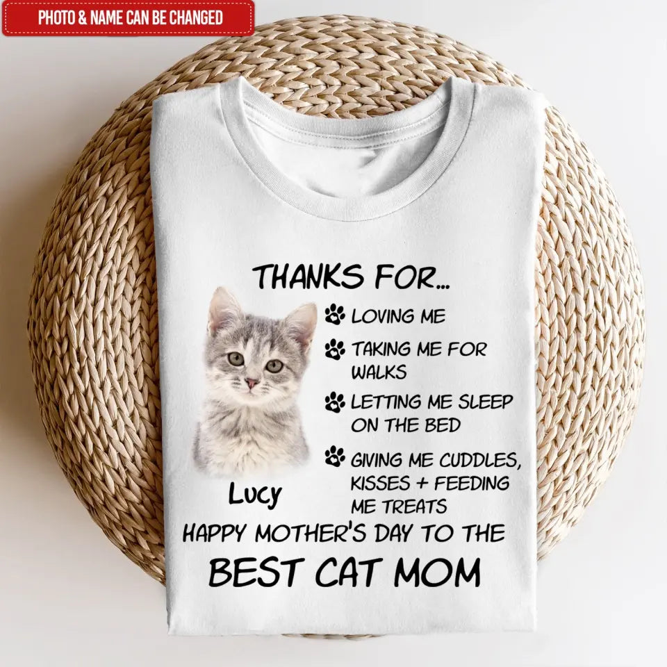 Thank For Loving Me Taking Me For Walks - Personalized T-Shirt, Gift For Cat Lover - TS1134