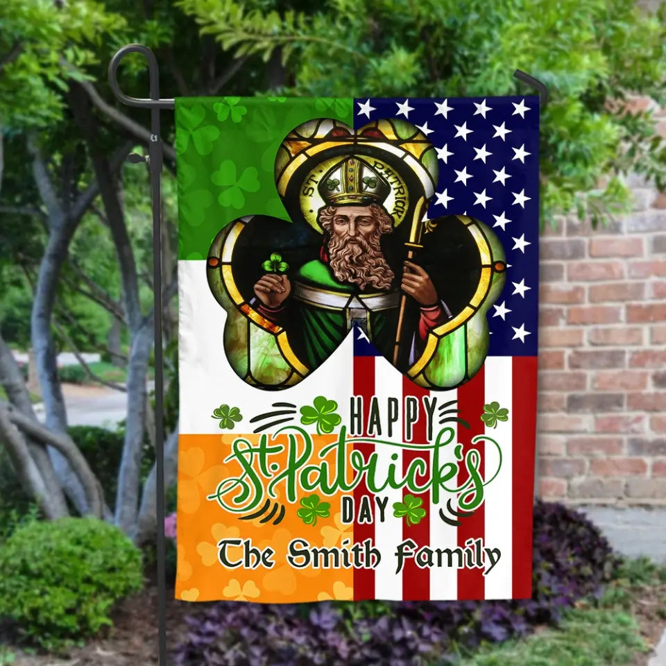 Happy St. Patrick's Day - Personalized Garden Flag, Gift For Family, St. Patrick's Day - GF170