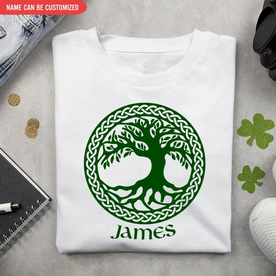 St Patricks Day Irish Celtic Green Tree of Life - Personalized T-Shirt, Gift For Family - TS1135