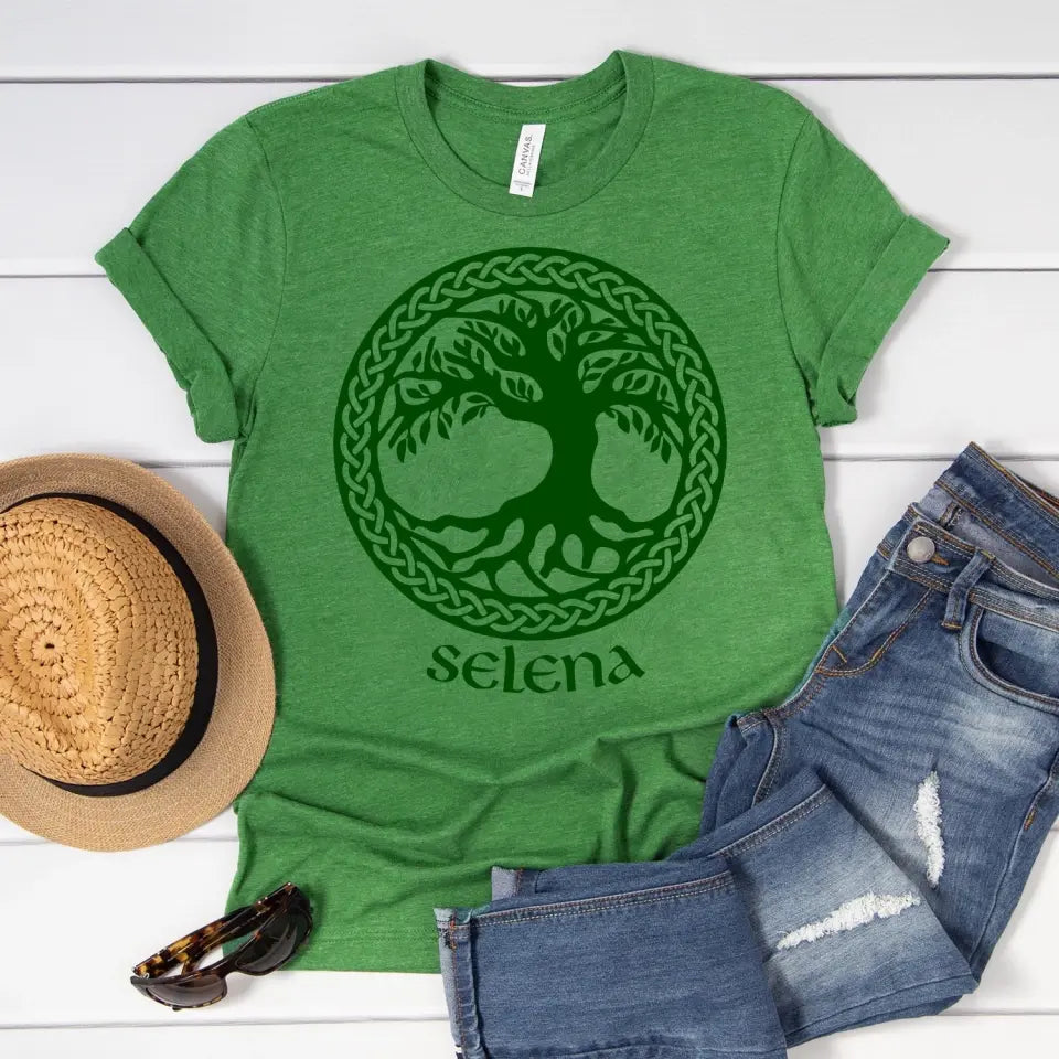 St Patricks Day Irish Celtic Green Tree of Life - Personalized T-Shirt, Gift For Family - TS1135