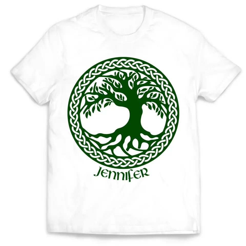 St Patricks Day Irish Celtic Green Tree of Life - Personalized T-Shirt, Gift For Family - TS1135