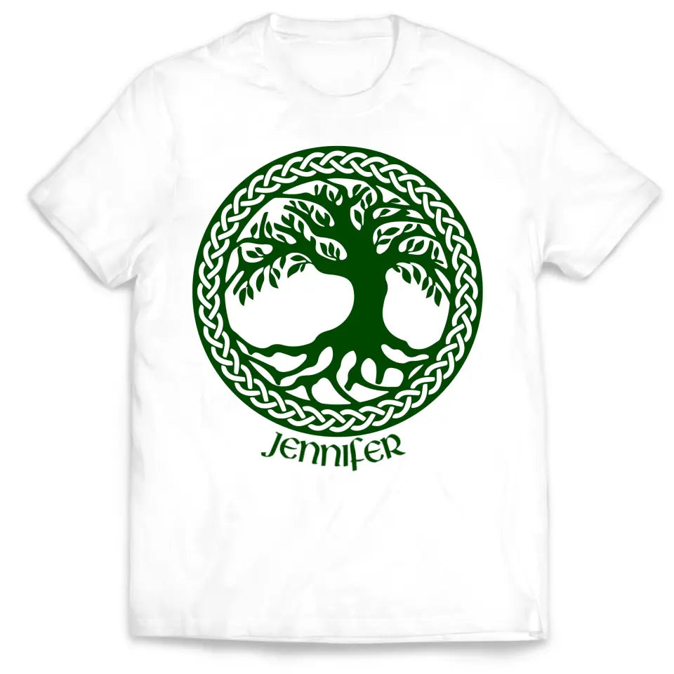 St Patricks Day Irish Celtic Green Tree of Life - Personalized T-Shirt, Gift For Family - TS1135