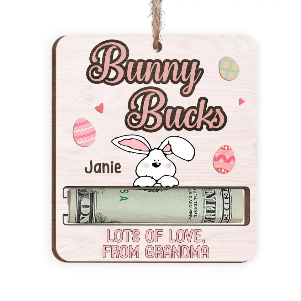 Bunny Bucks, Happy Easter Day - Personalized Money Holder, Gift For Kids, Easter Bunny Cash Holder - ORN347