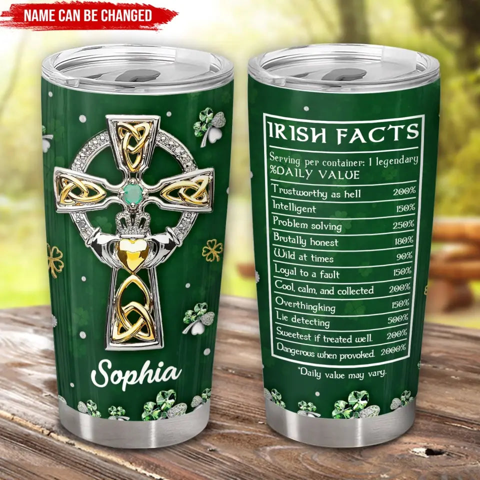 Irish Tumbler, Irish Facts - Personalized Tumbler, Tumbler Gift For Patrick's Day - TL83