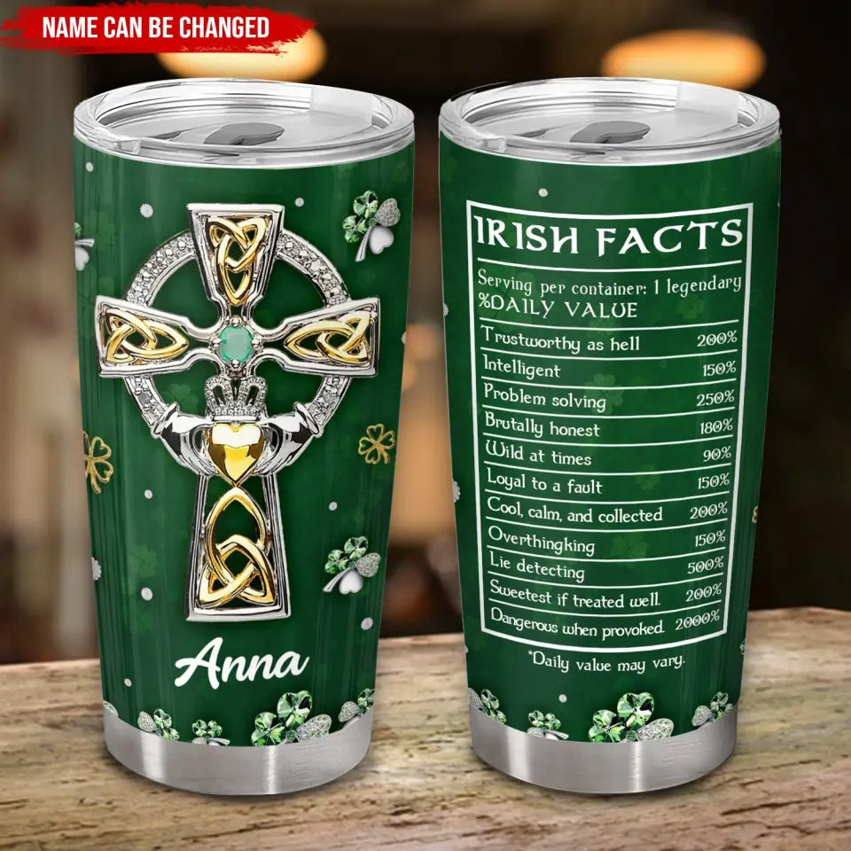 Irish Tumbler, Irish Facts - Personalized Tumbler, Tumbler Gift For Patrick's Day - TL83