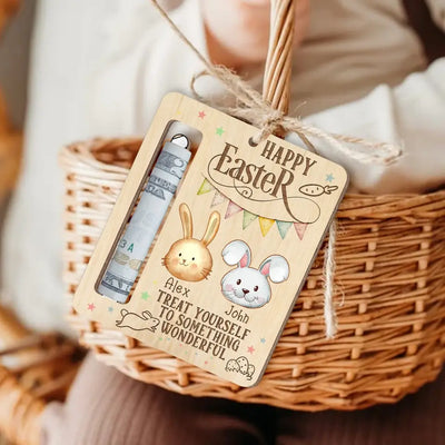 Happy Easter Treat Yourself To Something Wonderful - Personalized Money Holder, Easter Basket, Easter Gift For Kids, Cash Holder - ORN348