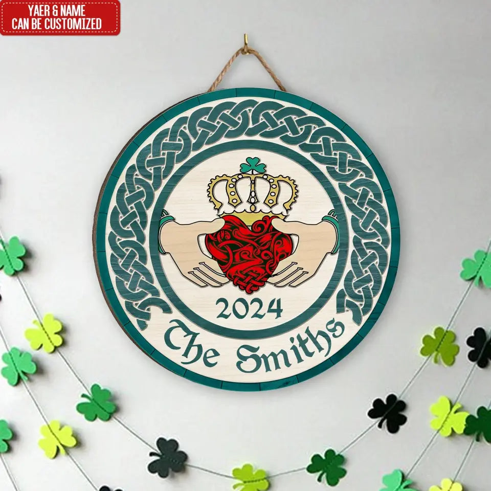 Claddagh Irish - Personalized Wooden Sign, Gift For Patrick's Day - DS773