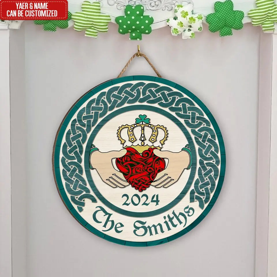 Claddagh Irish - Personalized Wooden Sign, Gift For Patrick's Day - DS773