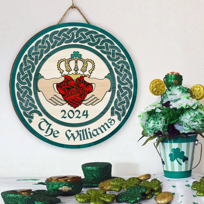 Claddagh Irish - Personalized Wooden Sign, Gift For Patrick's Day - DS773