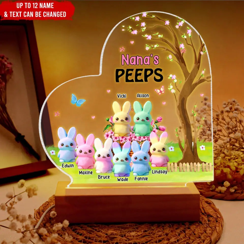 Nana's Peeps - Personalized Acrylic Night Light, Gift For Mom, Grandma - L118