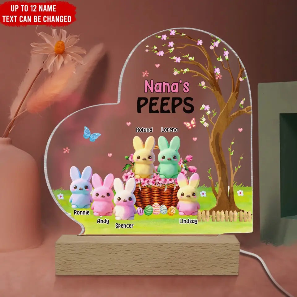 Nana's Peeps - Personalized Acrylic Night Light, Gift For Mom, Grandma - L118