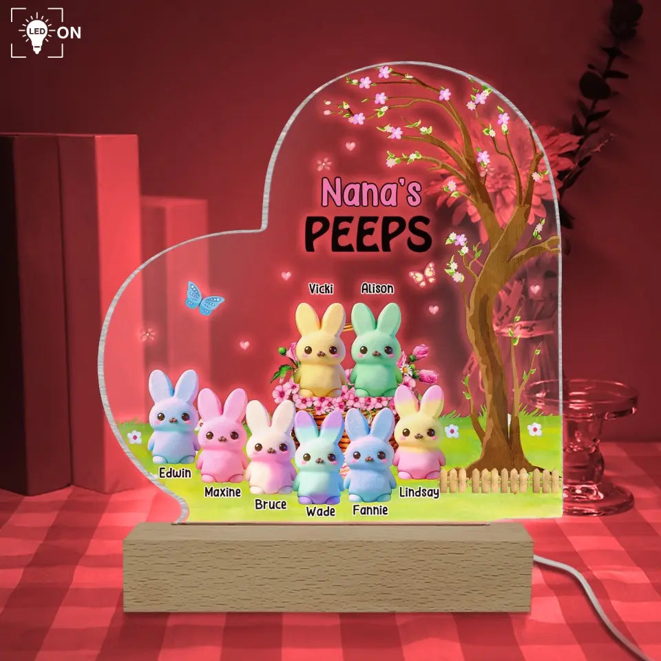 Nana's Peeps - Personalized Acrylic Night Light, Gift For Mom, Grandma - L118