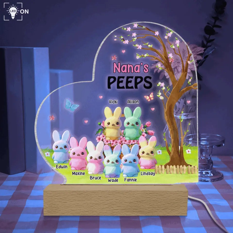 Nana's Peeps - Personalized Acrylic Night Light, Gift For Mom, Grandma - L118